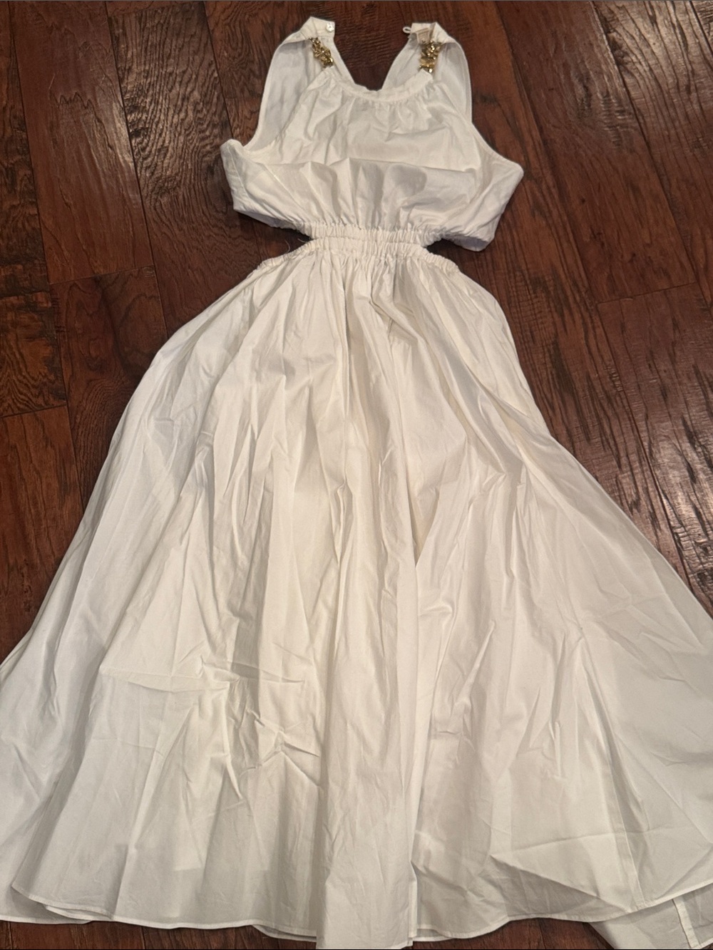 Michael Kors White Dress with Gold MK Chain Detail